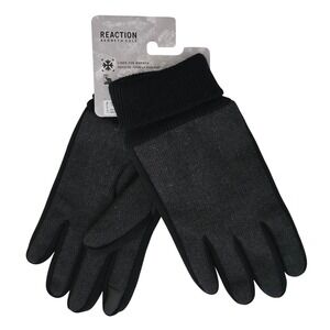 NWT Kenneth Cole Men's Reaction Herringbone Tech Gloves Black Grey M
